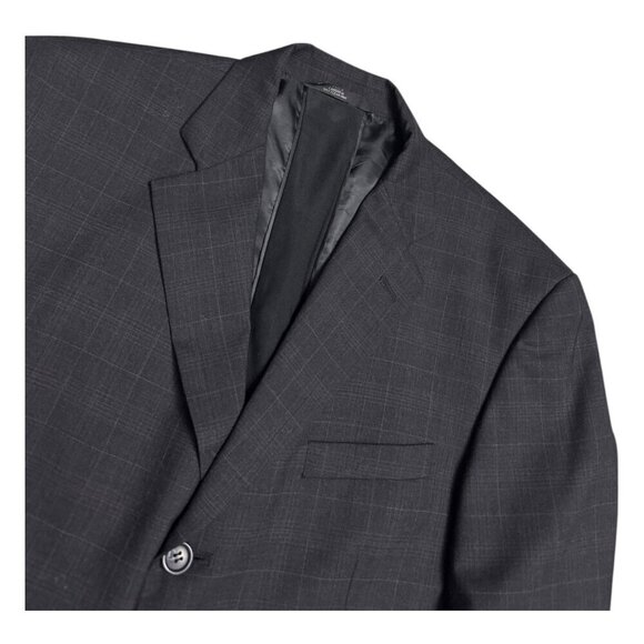 HAGGAR Plaid Grey 2-Piece Suit Set Business Casual Formal Blazer & Pants Men 42S - Picture 6 of 10